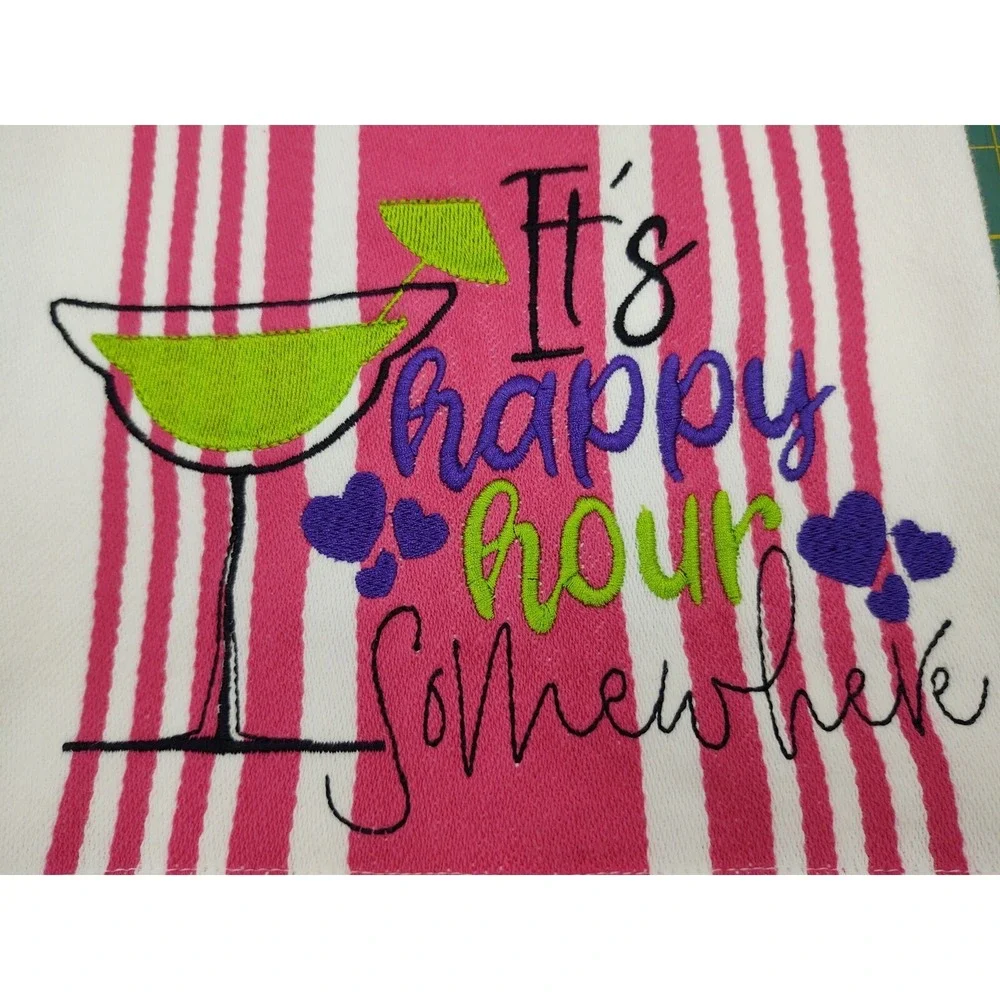 It's Happy Hour Somewhere Kitchen Hand Bar Tea Towel Set of 1 Great Gift Idea!